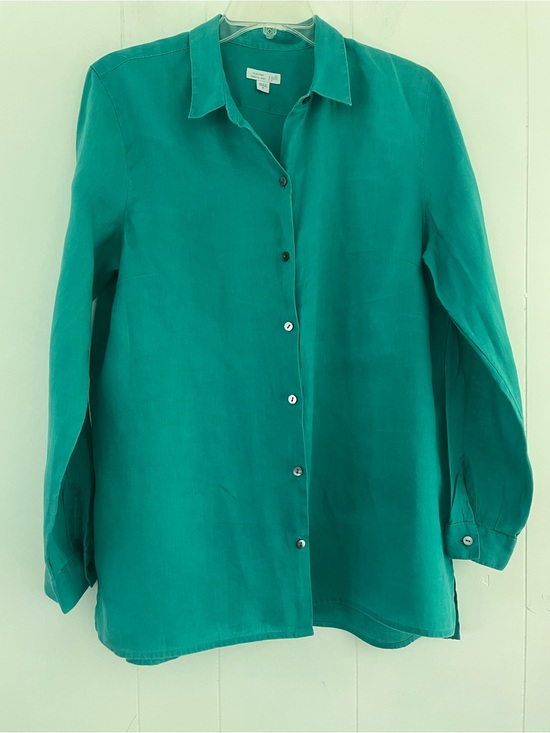 J. Jill Tops - J. Jill Love Linen Essential Shirt Turquoise Blue Green 100% Linen Size Medium
